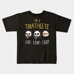 Funny Gaming Triathlete Panda - I eat - I play - I sleep Kids T-Shirt